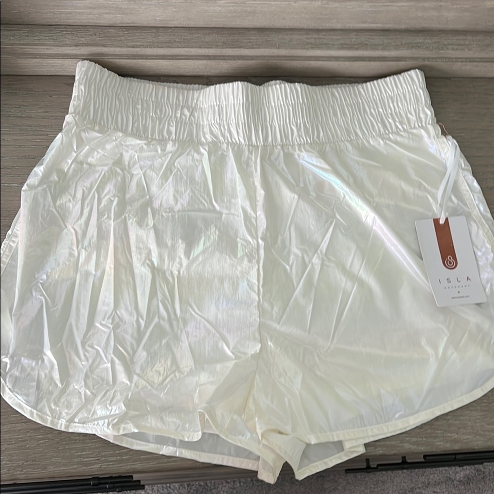 Isla Movement Rainbow Iridescent Athletic Shorts with Elastic Waistband